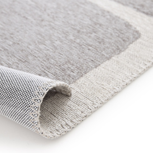 Tapis souple en tissu chenille recyclé Cubisme crème et grège - envers