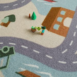 Moquette de jeu enfant Circuit de voiture Campagne avec carrefour et éléments de paysage