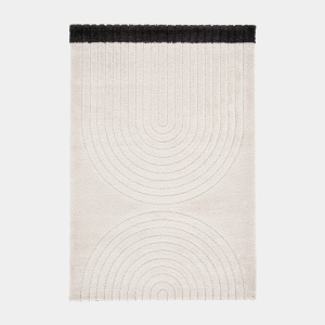 Tapis de salon en relief - Modern Circle - Crème