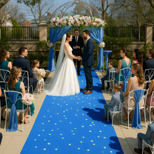 Moquette Stand Expo filmé - Bleu azur pour cérémonie mariage