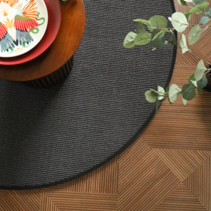 Tapis ovale naturel - Sisal Yucatan - Gris foncé - vue de près