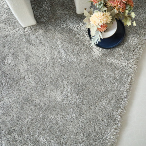 Tapis sur mesure Éclat shaggy gris clair - vue du dessus