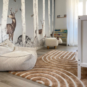 Tapis de salon Néo Circle courbe crème et noisette - chambre enfant