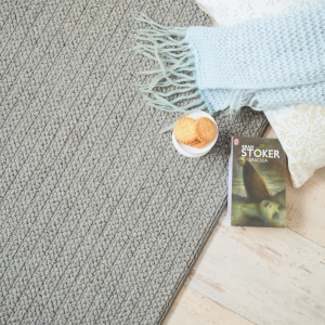 Tapis en laine et polyester - Tricot - Gris clair - vue de haut
