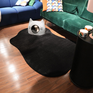 Tapis contemporain de forme organique Hypnose noir velours - salon