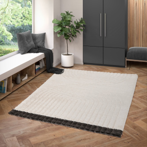 Tapis de salon en relief - Modern Circle - Crème - salon