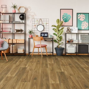 Sol Vinyle Textile Grande largeur - Aspect parquet chêne fumé - Bureau