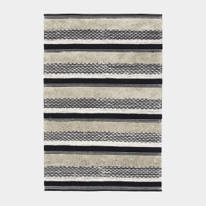 Tapis 100% coton - Niksen - Ligne beige et noir