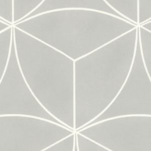Sol vinyle textile économique Rosace géométrique gris, détail motif rosace graphique