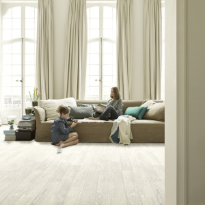 Sol Vinyle Textile Black Edition - Aspect parquet chêne blanc - Salon