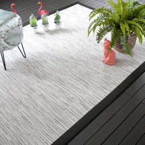 Tapis intérieur / extérieur Bornéo blanc ganse noire