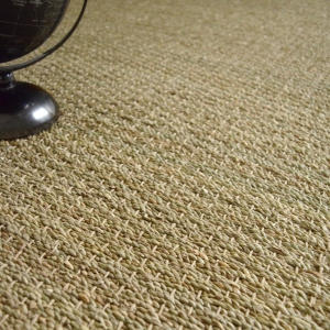 Tapis Jonc de mer Varana panama ganse coton anthracite - vue de près