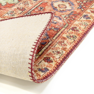 Tapis doux à motif oriental - Jalil - Rouge - envers
