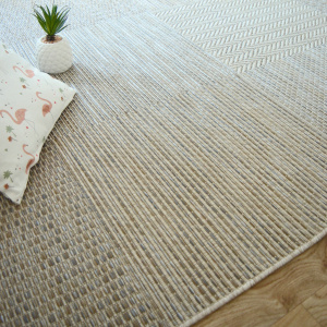 Tapis Moderne Prisma Grège - Carrés - Ambiance Salon