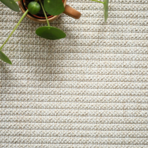 Tapis sur mesure Tissé plat aspect coton - Pilates - Blanc fleur de coton - gros plan
