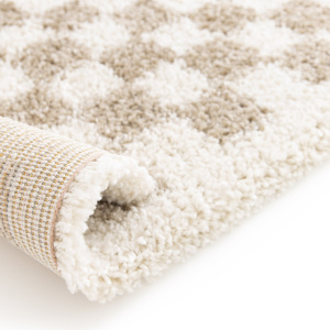 Tapis damier à poils longs - Colorama - Beige rétro - envers