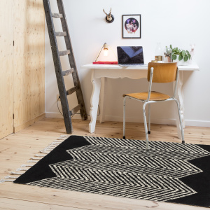 Tapis style Berbère avec franges - Arrow noir - Chambre
