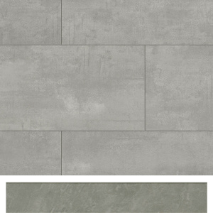 Plinthe présentée avec un revêtement de sol stratifié coordonné Pierre Gris Titane