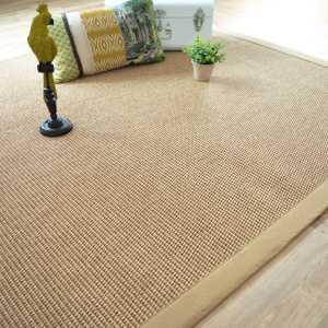 Tapis tissé plat Lombok naturel ganse coton beige