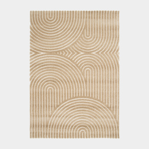 Vue de dessus du tapis de salon en relief - Circle - Courbe beige et crème