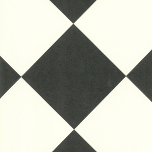 Revêtement Sol Vinyle Happy Days - Carrelage damier diagonal - Noir et blanc effet carrelage chic