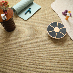 Tapis sur mesure Tissé plat aspect coton - Pilates - Beige naturel - vue de loin