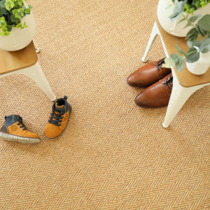 Tapis sur mesure Sisal Veracruz Chevron écru - Vue de loin