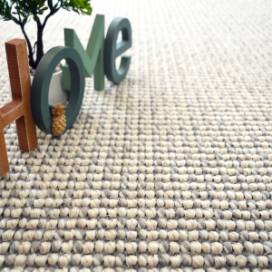 Laine et sisal Caloundra grosses boucles crème vue en perspective relief naturel