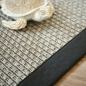Tapis Natté Sumatra Silver - Ganse coton noir - tranche