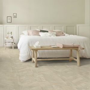 Chambre lumineuse avec sol en vinyle éco-conçu - Lamelles de bois - Naturel