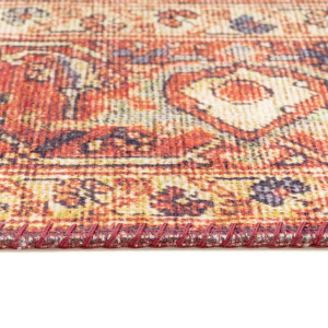 Tapis doux à motif oriental - Jalil - Rouge - vue de près