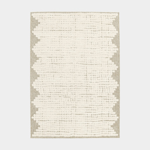 Tapis de salon en matière recyclée Ode à la vie beige et crème