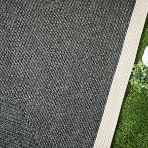Tapis imitation fibres naturelles intérieur et extérieur Provence gris et beige - vue de haut