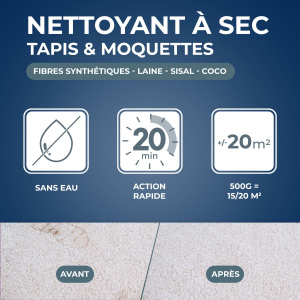 Nettoyant à sec Tapis Moquettes Starwax 500g sans rinçage avec entretien simple et efficace