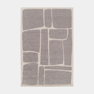 Tapis souple en tissu chenille recyclé Cubisme crème et grège