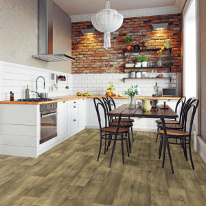 Sol Vinyle Textile Haute Performance - Aspect parquet chêne rustique naturel - cuisine