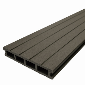 Profil d'une lame de terrasse en bois composite brun foncé
