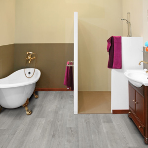 Sol Vinyle Textile Black Edition - Aspect parquet chêne gris - salle de bain
