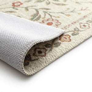 Envers du tapis souple Minia Pêche en chenille recyclée – détail finition