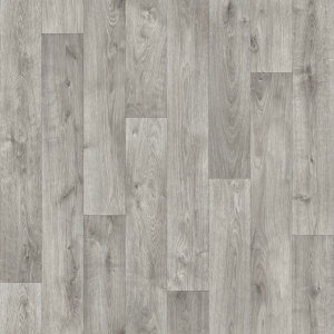 Sol vinyle Batimax Tavel T17 imitation parquet bois gris, avec des lames décalées aux veinages marqués et aux nuances contrastées