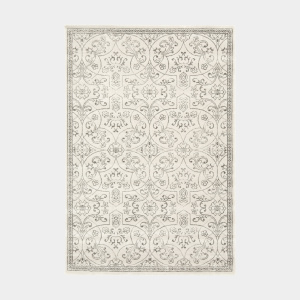 Tapis à motif floral oriental - Arabesque - Écru