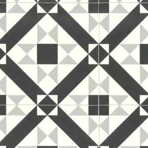 Tapis sur mesure vinyle noir et blanc effet carreaux de ciment graphiques - zoom motif