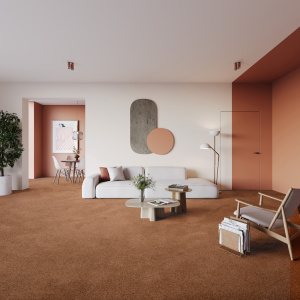 Moquette épaisse en polyester recyclé Re-life rouille terracotta - salon