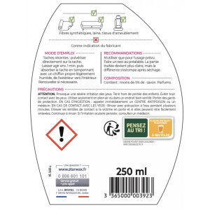 Détachant express pour tapis moquettes Starwax - étiquette