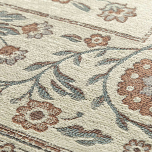 Détail tissage jacquard façon gobelin du tapis souple recyclé Minia Brume