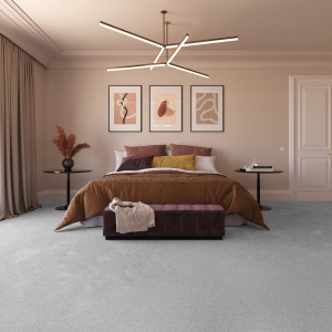 Moquette résistante aux taches Chromaluxe Gris argent facile d’entretien dans une chambre confortable