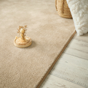 Tapis doux Hypnose beige nude galon tabac - salon