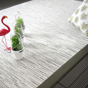Tapis intérieur / extérieur - Bornéo blanc - Ganse anthracite - salon de jardin
