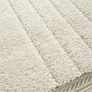 Tapis en relief géométrique - Andréa - Écru et beige naturel - lignes