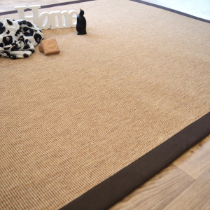 Tapis Tissé plat Mahé naturel ganse coton marron
